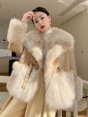 Faux fur sheepskin coat