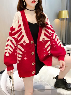 Women's V-Neck Knitted Cardigan