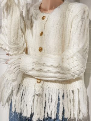 White cardigan with tassels