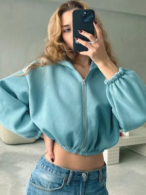 Short zip-up hoodie