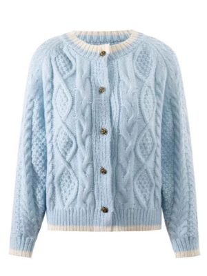 Knitted cardigan with a round neck